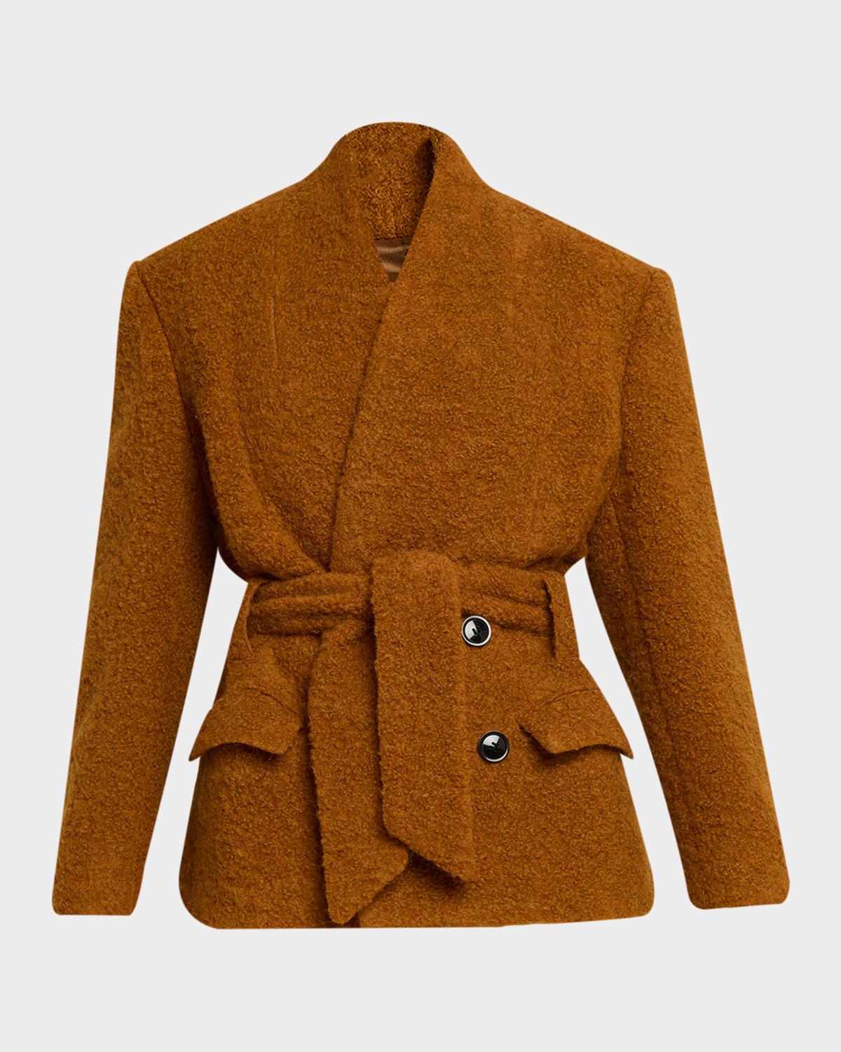 Isabel Marant Syndra Boucle Belted Oversized Wrap Jacket