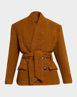 Isabel Marant Syndra Boucle Belted Oversized Wrap Jacket