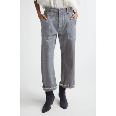 Isabel Marant Étoile Isabel Marant Étoile Ermina Hickory Stripe High Waist Straight Leg Jeans