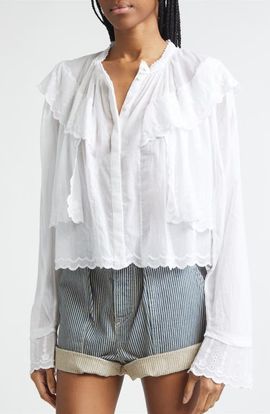 Isabel Marant Étoile Isabel Marant Étoile Kelmon Embroidered Eyelet Ruffle Shirt