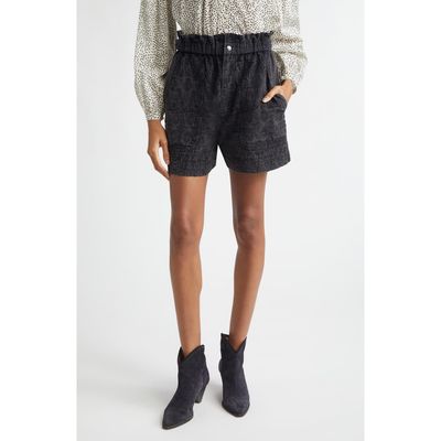 Isabel Marant Étoile Isabel Marant Étoile Kisha Embroidered Eyelet Denim Paperbag Shorts