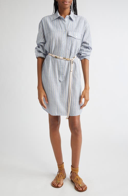 Isabel Marant Étoile Isabel Marant Étoile Loriane Stripe Tie Belt Long Sleeve Cotton Shirtdress