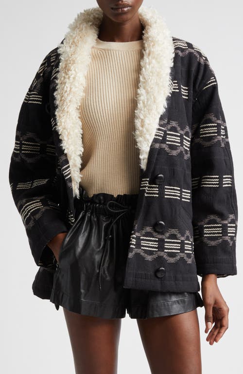 Isabel Marant Étoile Isabel Marant Étoile Qayla Stripe Coat with Faux Fur Trim