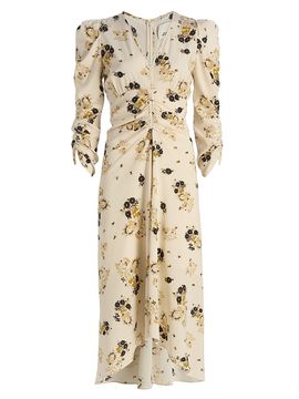 Isabel Marant Women's Albini Floral Silk Cinched Midi-Dress