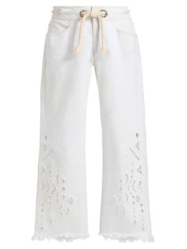 Isabel Marant Women's Alison Eyelet Tie-Waist Crop Jeans