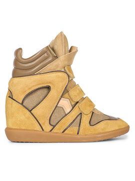 Isabel Marant Women's Bekett Suede-Cotton High-Top Wedge Sneakers