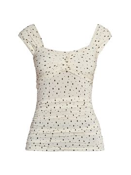 Isabel Marant Women's Gemina Printed Ruched Cap-Sleeve Top