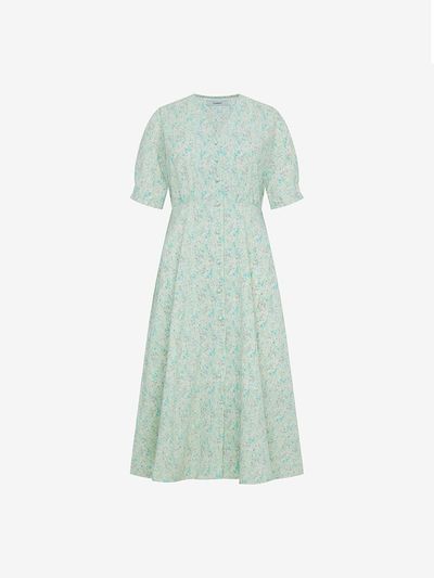 ISABEY Floral Pattern V-Neck Dress (VKOAE2559)