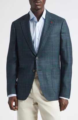 ISAIA ISAIA Overcheck Wool, Silk & Cashmere Sport Coat