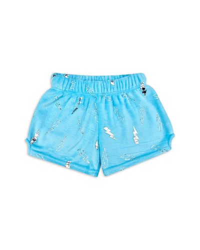 Iscream Iscream Girls' Blue Foil Lightning Plush Shorts