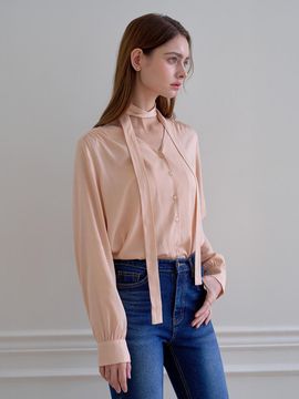 ismelbon Pendant Tie V-Neck Blouse