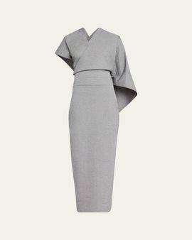 Issey Miyake Allow Sculptural Cape Maxi Dress