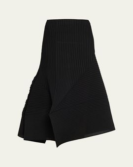 Issey Miyake Fold Pleats Asymmetric Midi Skirt