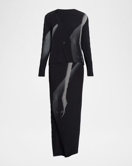 Issey Miyake Hands of Lover Printed Pleated Cardigan