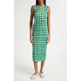 Issey Miyake Issey Miyake Basket Print Pleated Midi Dress
