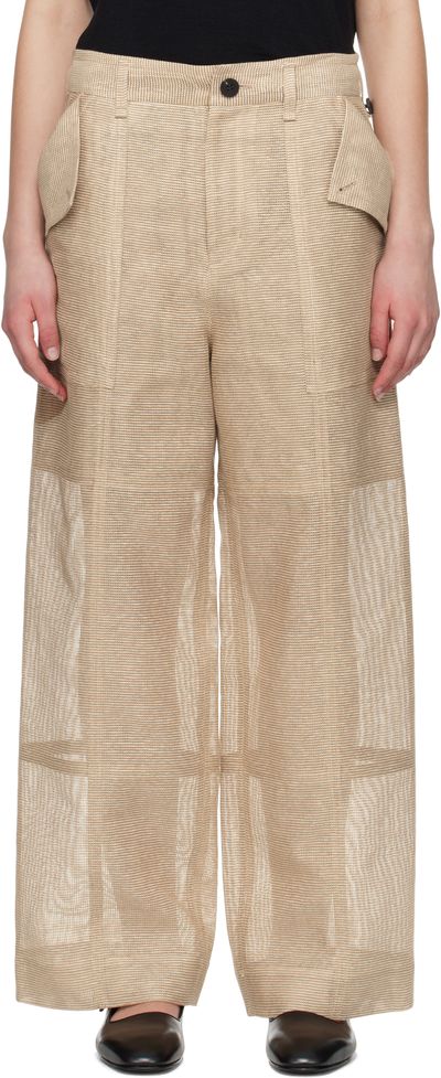 ISSEY MIYAKE ISSEY MIYAKE Beige Papyrus Trousers