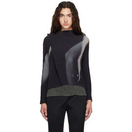 ISSEY MIYAKE ISSEY MIYAKE Black & Gray 'HANDS OF LOVER' Pleats Cardigan