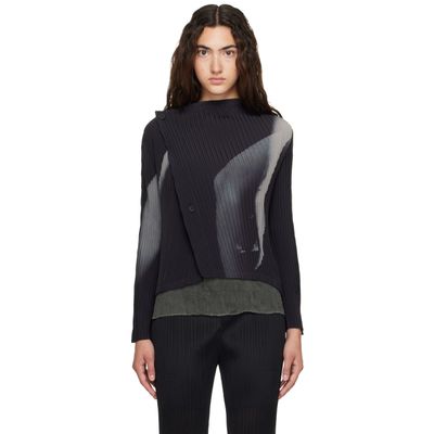ISSEY MIYAKE ISSEY MIYAKE Black & Gray 'HANDS OF LOVER' Pleats Cardigan