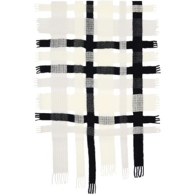 ISSEY MIYAKE ISSEY MIYAKE Black & White Raschel Weave Stole Scarf