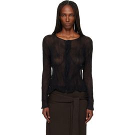 ISSEY MIYAKE ISSEY MIYAKE Black Chiffon Twist Cardigan