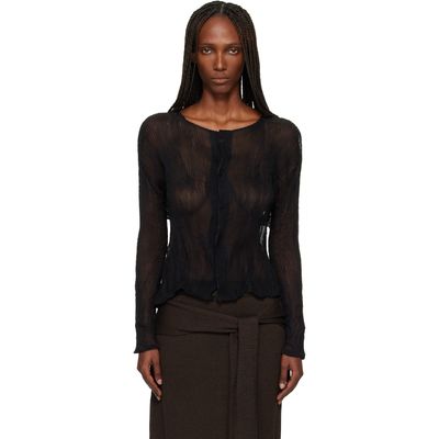 ISSEY MIYAKE ISSEY MIYAKE Black Chiffon Twist Cardigan