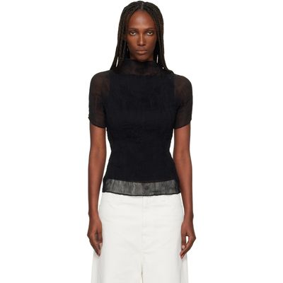 ISSEY MIYAKE ISSEY MIYAKE Black Chiffon Twist T-shirt