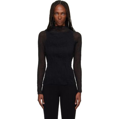 ISSEY MIYAKE ISSEY MIYAKE Black Chiffon Twist Top