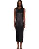 ISSEY MIYAKE ISSEY MIYAKE Black Glossed Metal Pleats Midi Dress - 1