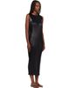 ISSEY MIYAKE ISSEY MIYAKE Black Glossed Metal Pleats Midi Dress - 2