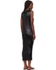 ISSEY MIYAKE ISSEY MIYAKE Black Glossed Metal Pleats Midi Dress - 3