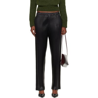 ISSEY MIYAKE ISSEY MIYAKE Black Glossed Metal Pleats Trousers