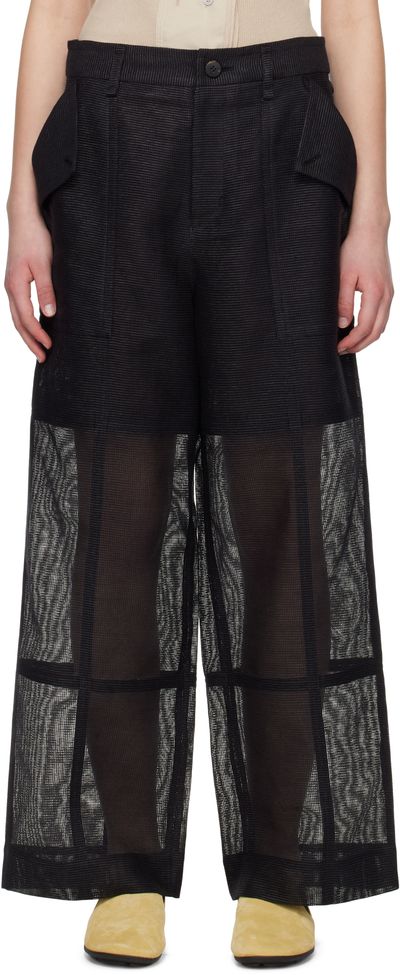 ISSEY MIYAKE ISSEY MIYAKE Black Papyrus Trousers