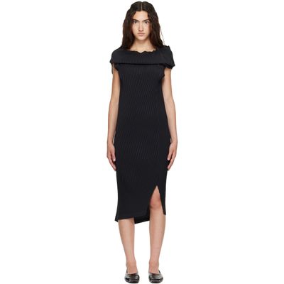 ISSEY MIYAKE ISSEY MIYAKE Black Tubular Pleats Midi Dress