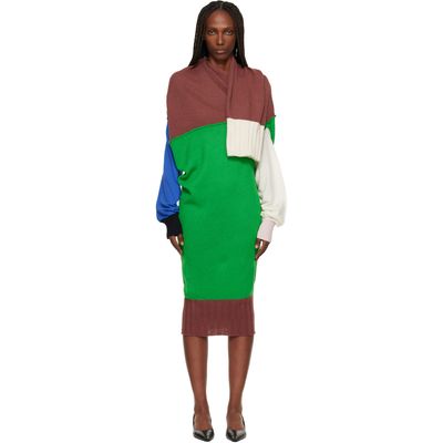 ISSEY MIYAKE ISSEY MIYAKE Brown & Green November Sleeves Collection Midi Dress