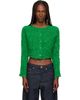 ISSEY MIYAKE ISSEY MIYAKE Green Shifted Fuzzy Pleats Cardigan - 1