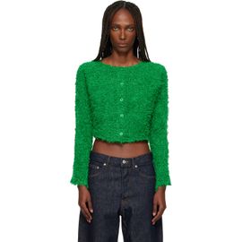 ISSEY MIYAKE ISSEY MIYAKE Green Shifted Fuzzy Pleats Cardigan