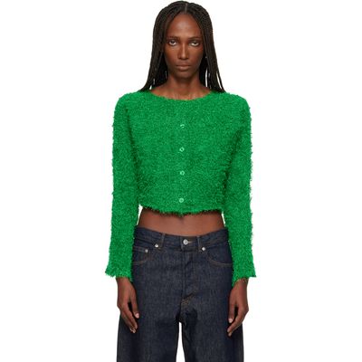 ISSEY MIYAKE ISSEY MIYAKE Green Shifted Fuzzy Pleats Cardigan