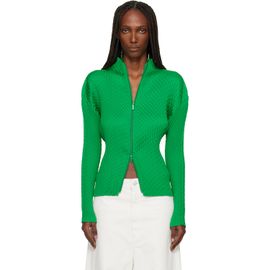 ISSEY MIYAKE ISSEY MIYAKE Green Sleek Pleats Cardigan