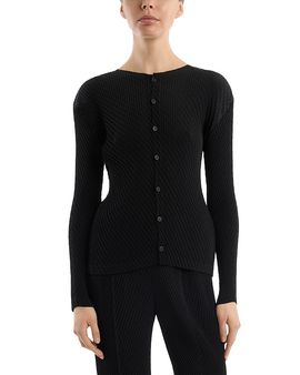 Issey Miyake Issey Miyake Rhombus Pleats Textured Cardigan Sweater