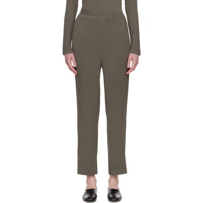 ISSEY MIYAKE ISSEY MIYAKE Taupe Hatching Pleats Trousers