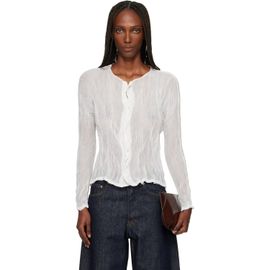 ISSEY MIYAKE ISSEY MIYAKE White Chiffon Twist Cardigan