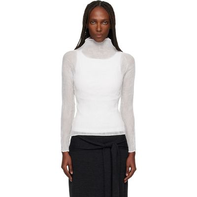 ISSEY MIYAKE ISSEY MIYAKE White Chiffon Twist Top