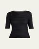 Issey Miyake Jiggly Pleated Plisse Elbow-Sleeve Top - 1