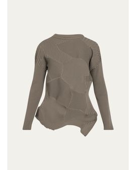 Issey Miyake Kone Kone Textural Ribbed Crewneck Sweater