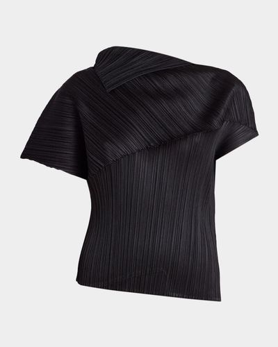 Issey Miyake Leap Pleated Sculptural Short-Sleeve Top