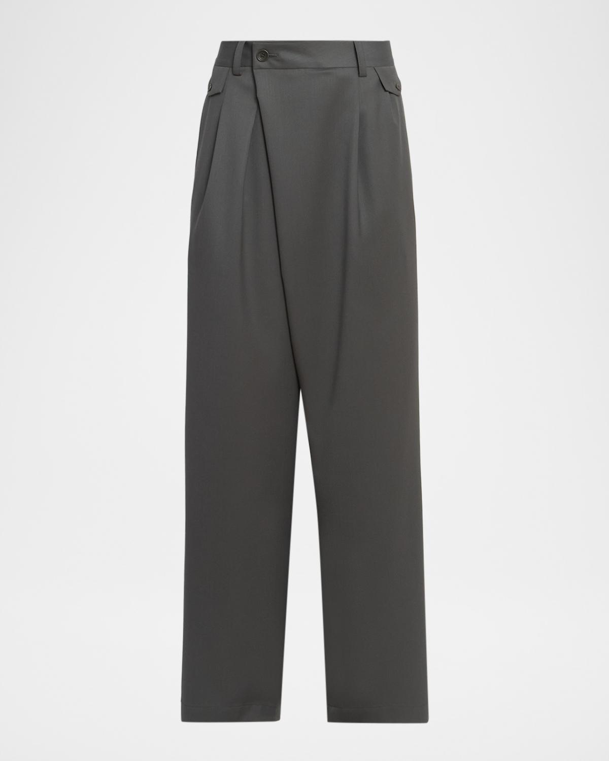 Issey Miyake Lustrous Wool-Blend Pleated Trousers