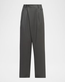 Issey Miyake Lustrous Wool-Blend Pleated Trousers