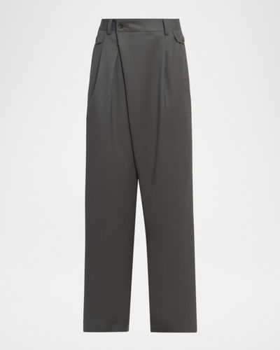 Issey Miyake Lustrous Wool-Blend Pleated Trousers