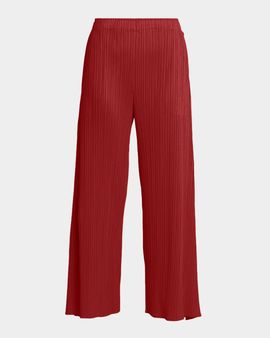 Issey Miyake Monthly Colors: September Pleats Wide-Leg Ankle Pants