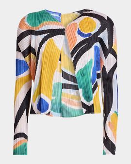 Issey Miyake Roll Printed Plisse Open Cardigan